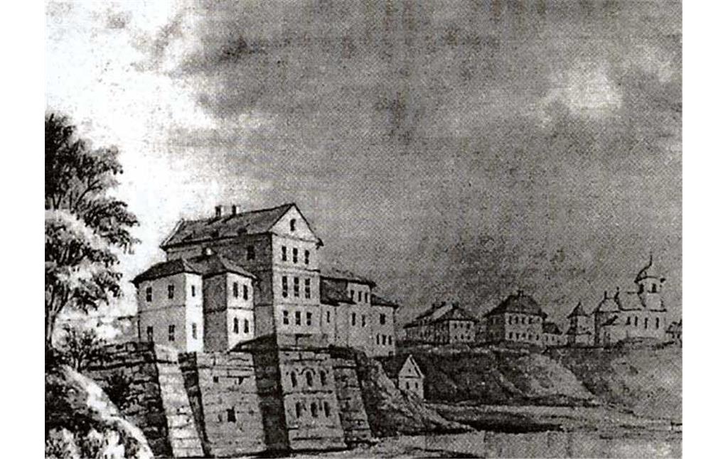 Watercolor painting of Ternopil Castle by Napoleon Orda from the 1870's