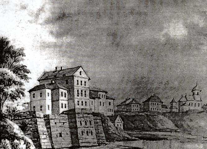 Watercolor painting of Ternopil Castle by Napoleon Orda from the 1870's