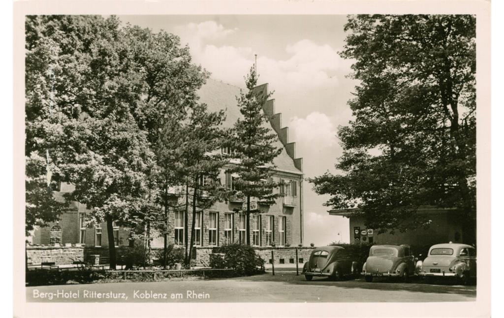 Historische Fotografie des Berghotels Rittersturz bei Koblenz (1950er Jahre)