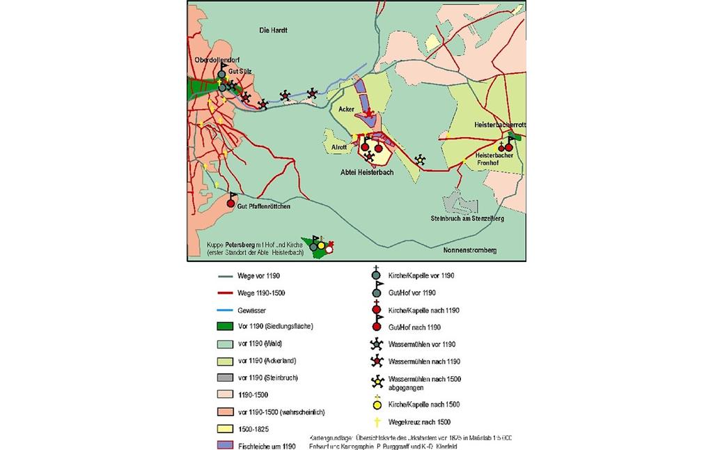 Thematische Karte mit verschiedenen Gütern und Mühlen der Zisterzienserabtei Heisterbach (2010)