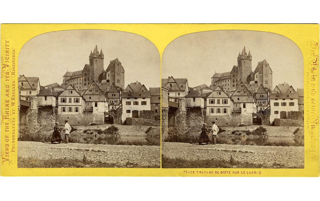 Stereobild der Altstadt Diez von der anderen Seite der Lahn aus (1867)