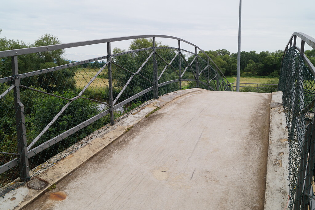 Draufsicht auf die Bogenbrücke Monierbrücke in Laubenheim (2021)