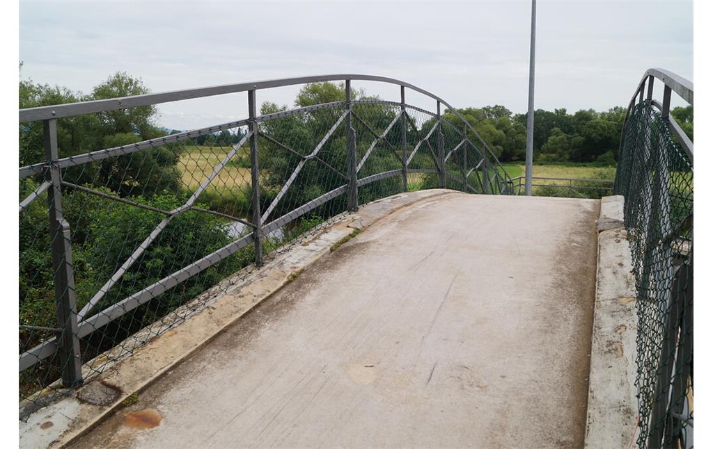Draufsicht auf die Bogenbrücke Monierbrücke in Laubenheim (2021)