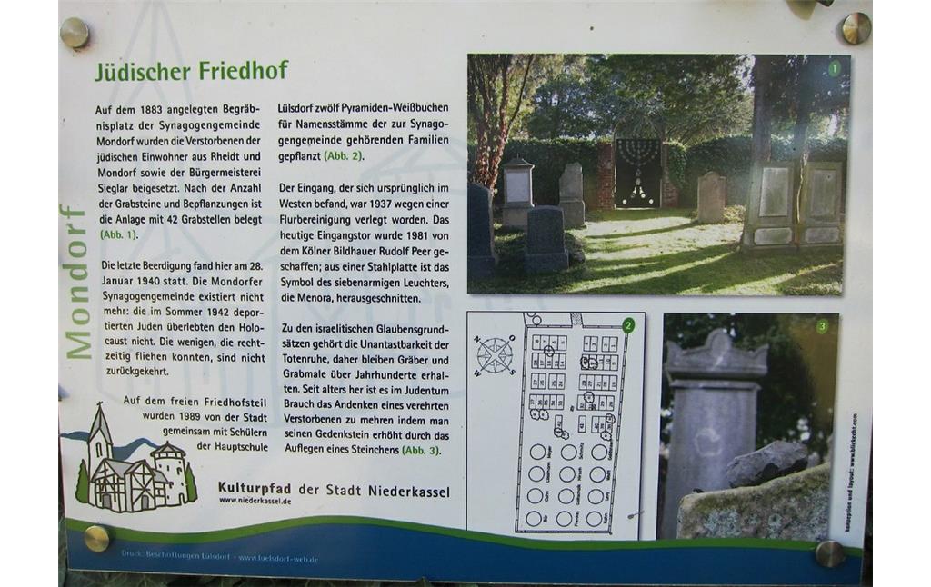 Informationstafel über den Jüdischen Friedhof Lerchenstraße in Mondorf (2011).