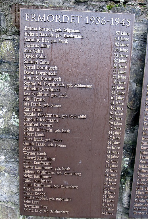 Gedenktafel für jüdische Opfer der NS-Herrschaft an der ehemaligen Synagoge Hennef-Geistingen (2013)