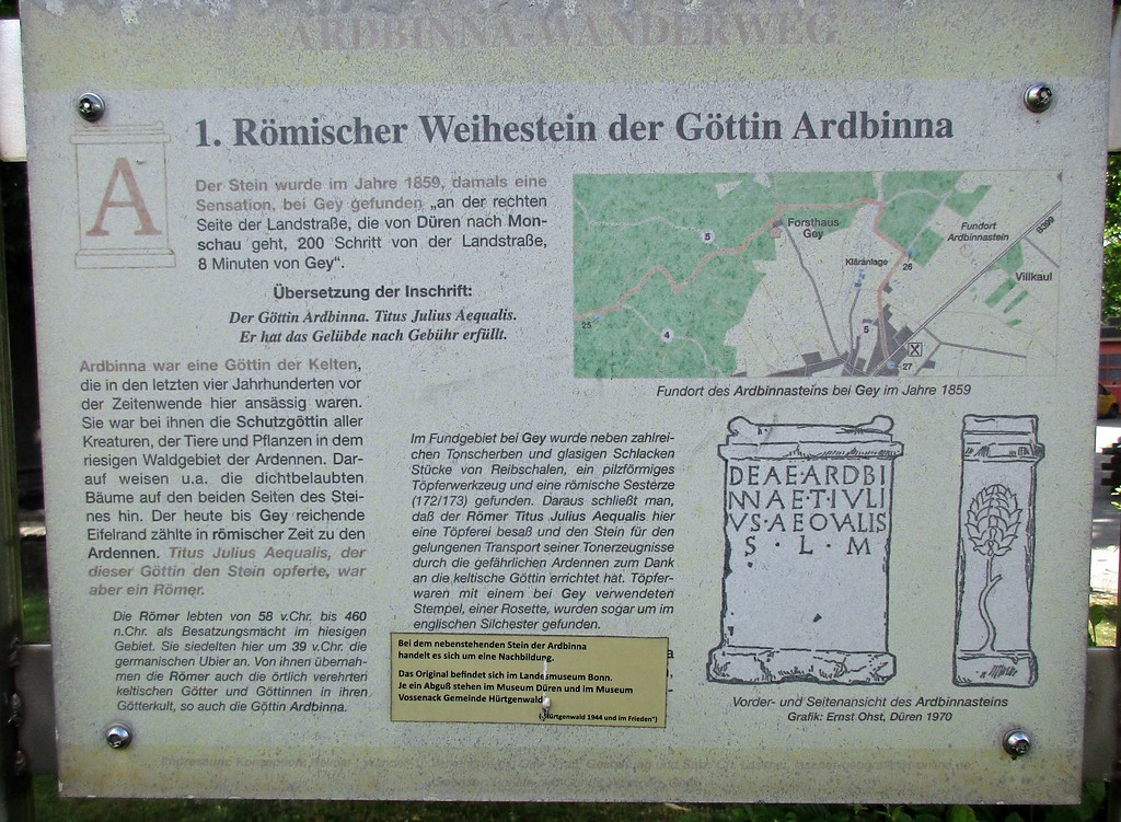 Informationstafel über den Ardbinna-Stein in Hürtgenwald-Gey im Kreis Düren (2017)