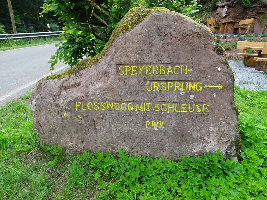 Ritterstein Nr. 254 Speyerbach-Ursprung Flosswoog mit Schleuse bei Speyerbrunn (2019)