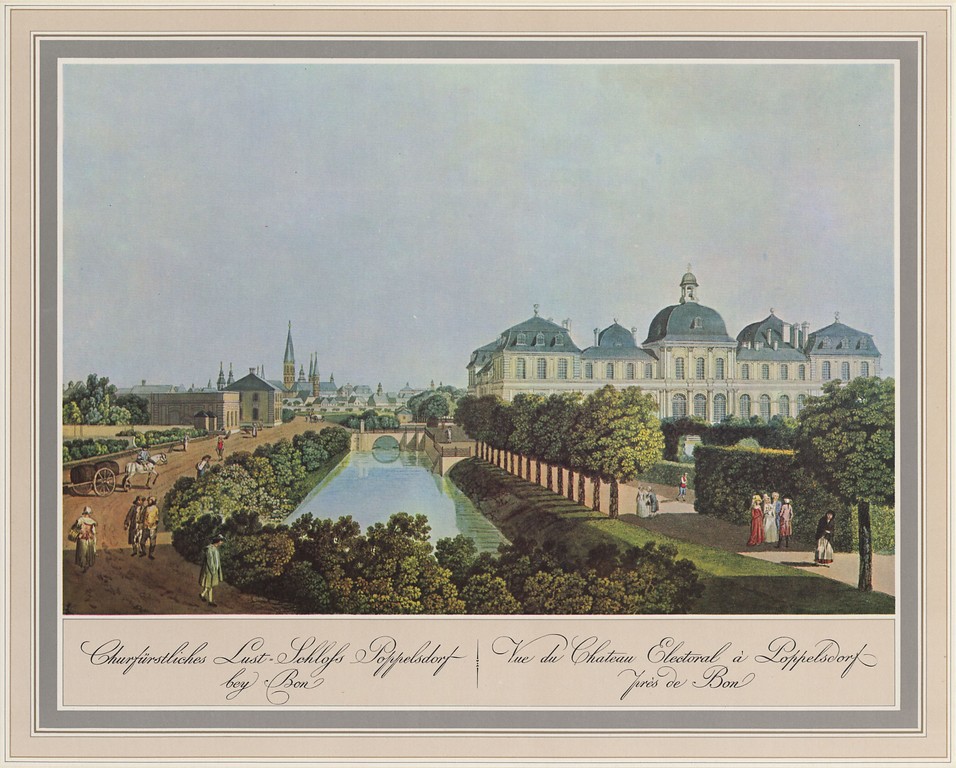 Ansicht des Poppelsdorfer Schlosses um 1792 von der Meckenheimer Allee aus gesehen.