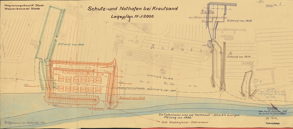 Plan Krautsand aus dem Niedersächsischen Landesarchiv Stade (1909-1929)