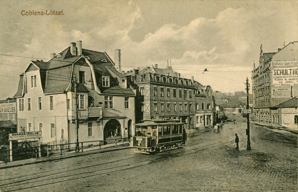 Blick vom Schüllerplatz in die Mariahilfstraße mit Straßenbahn (um 1917)