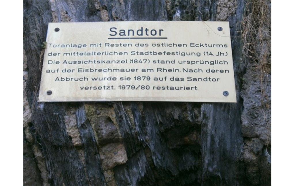 Informationstafel zum sogenannten Sandtor im Osten der Stadt Boppard (2014)