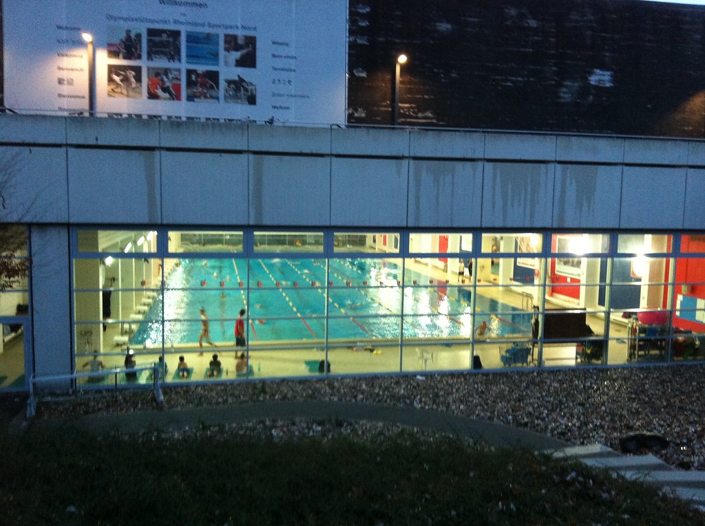Das unter der Sporthalle errichtete Hallenbad im Bonner Sportpark Nord (2012).