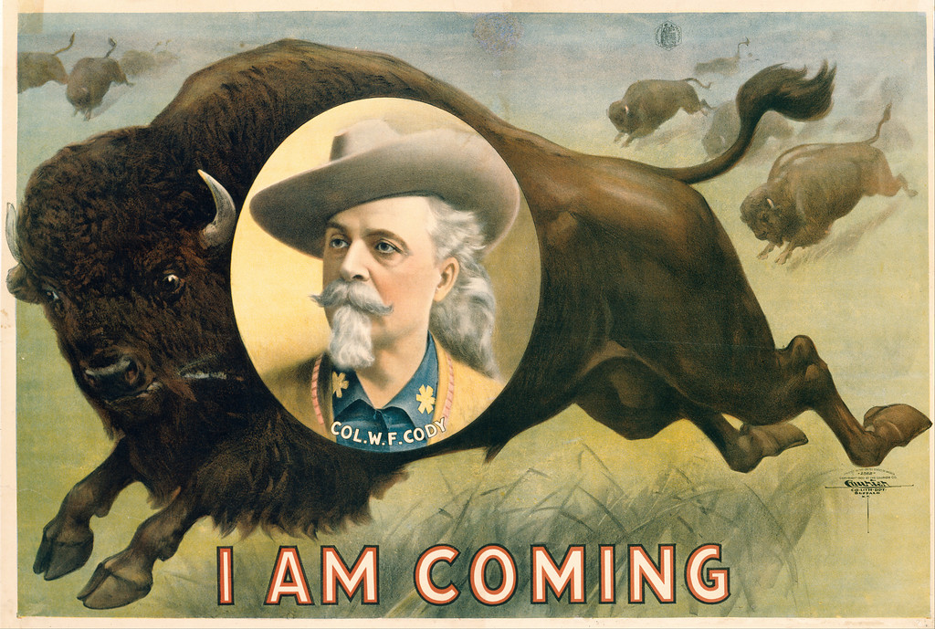 "I am coming" - Chromolithografie für eine Wild-West-Show von Buffalo Bill (um 1900)