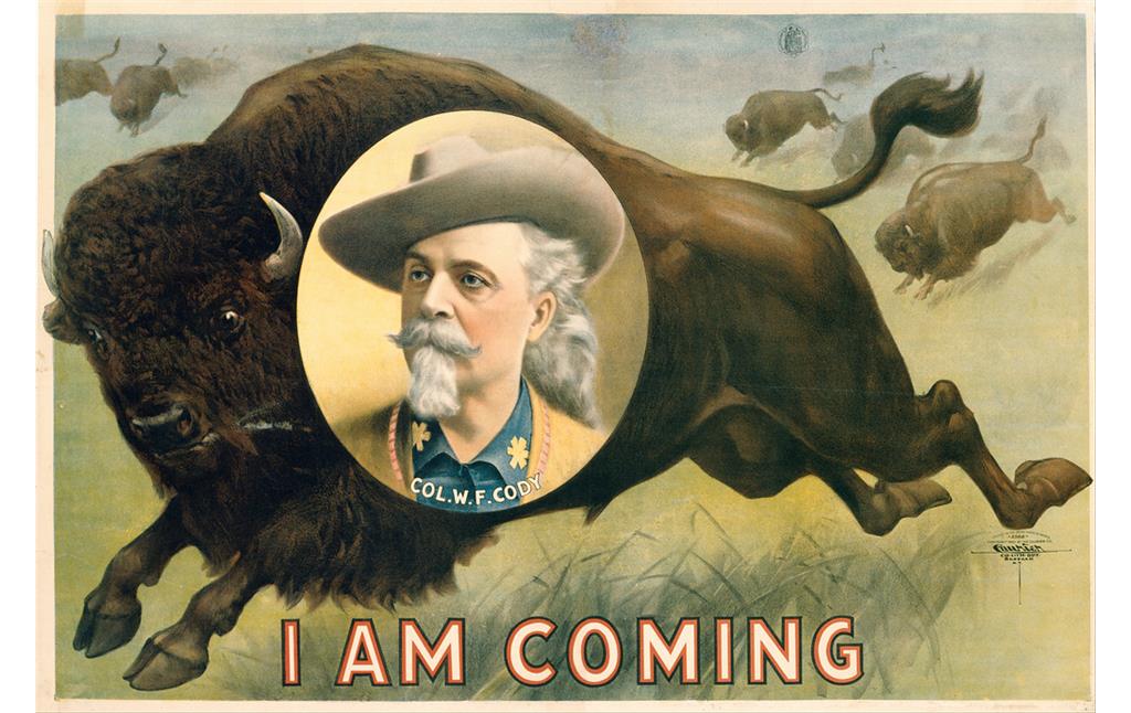 "I am coming" - Chromolithografie für eine Wild-West-Show von Buffalo Bill (um 1900)