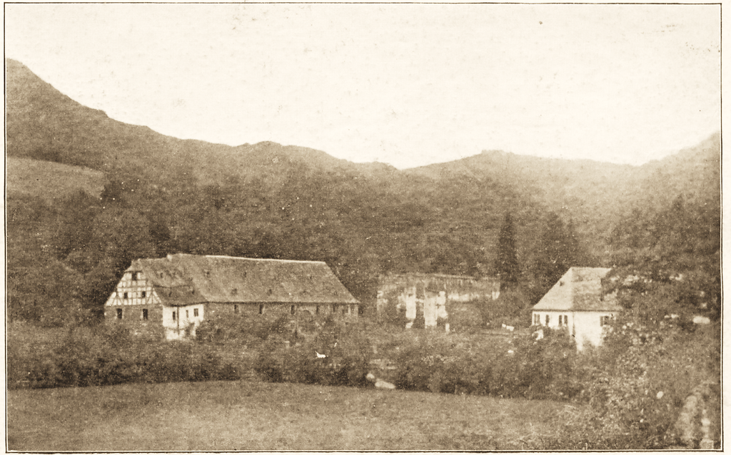 Historische Fotografie der Gebäuderuinen auf dem Gelände des Klosters Maria Engelport bei Treis-Karden (1902)
