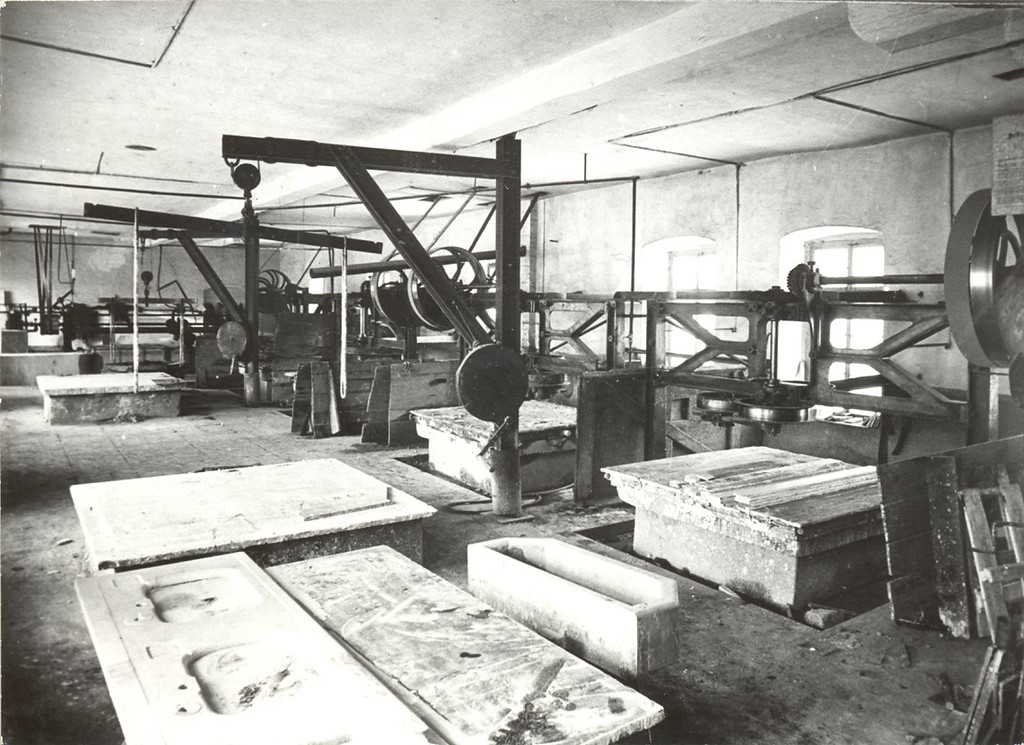 Blick in die Marmorfabrik der Strafanstalt Diez (um 1920)