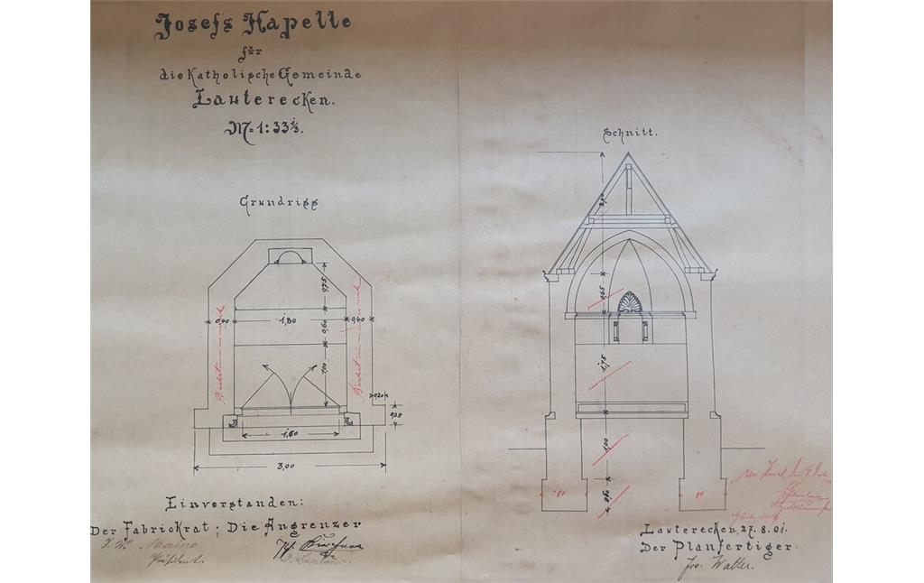 Grundriss der St. Josefs-Kapelle Lauterecken (1901)