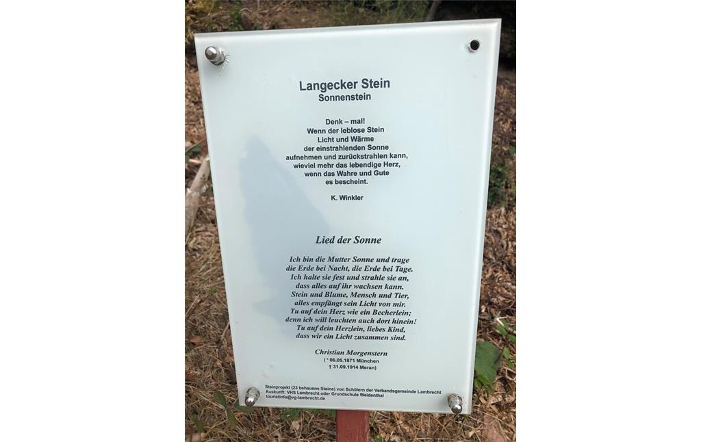 Informations-Tafel des Langecker Steins - Sonnensteins (2022)