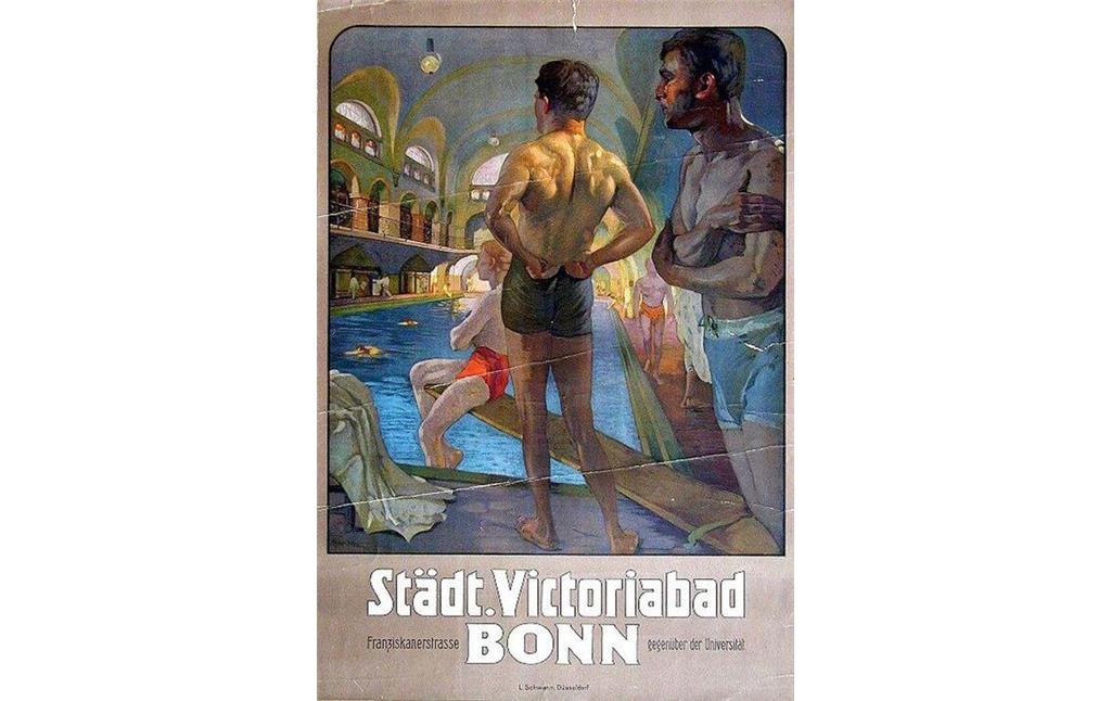 Werbeplakat von Adolfo Hohenstein, Städtisches Victoriabad / Bonn (1910)
