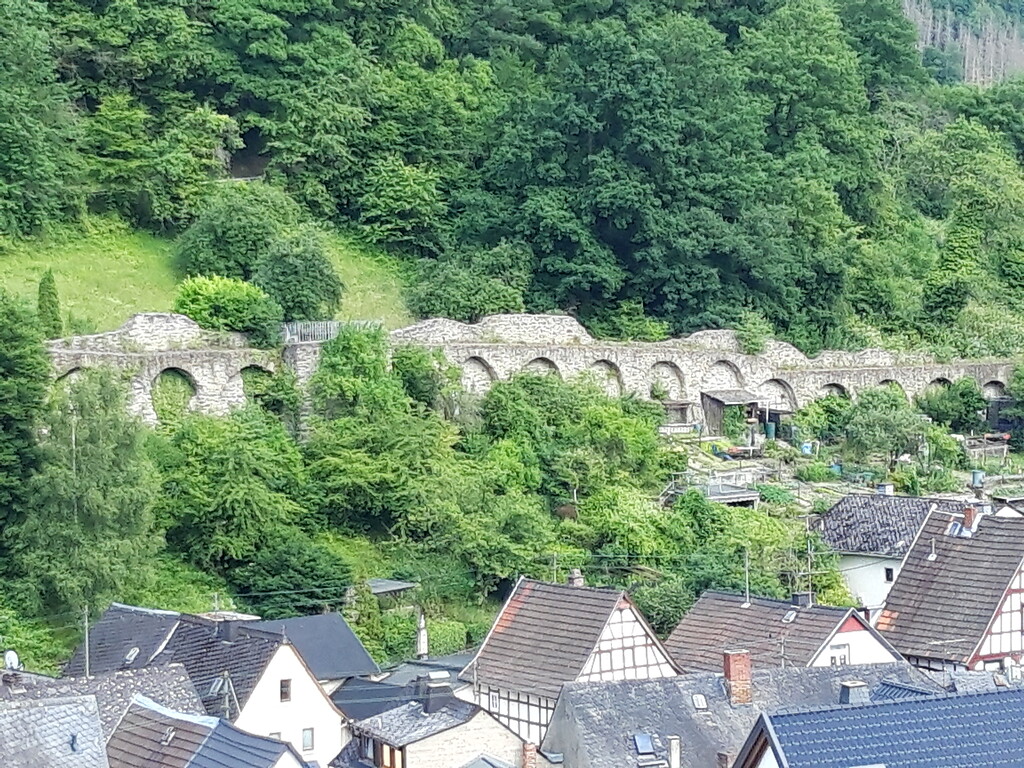 Blick auf die Stadtmauer in Dausenau Richtung Westen (2022)