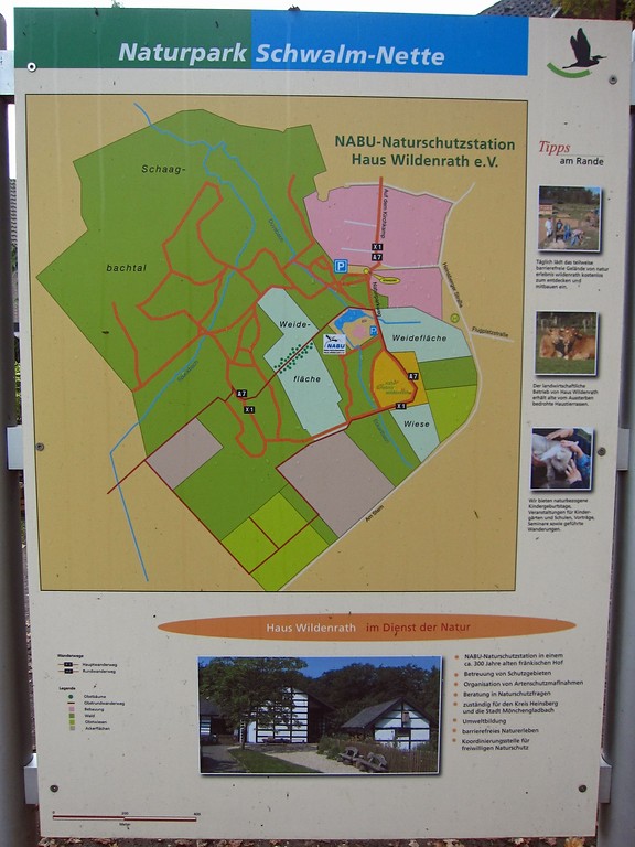 Hinweisschild NABU Naturschutzstation Haus Wildenrath (Hof Wildenrath) bei Wegberg (2012)
