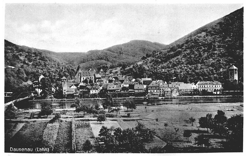 Historische Postkarte der Ortsgemeinde Dausenau (ca. 1940)