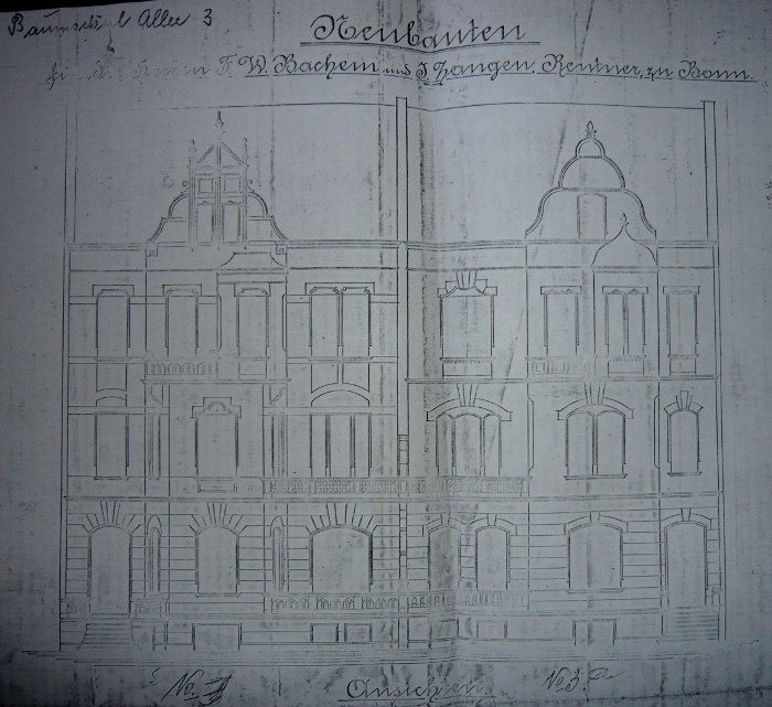 Baumschulallee 3, Aufriss des Gebäudes von 1902