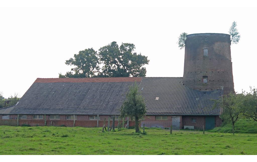 Blick von Norden auf die Reste der ehemaligen Windmühle in Schermbeck-Weselerwald (2014).