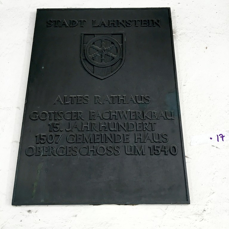 Inschriftentafel am Alten Rathaus in Oberlahnstein (2016)