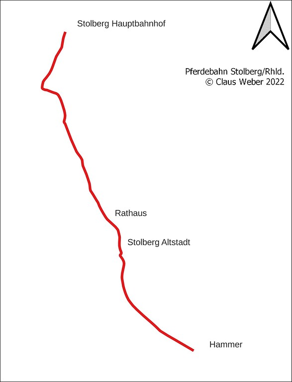 Stolberg (Rhld.), Strecke der Pferdebahn (2022)