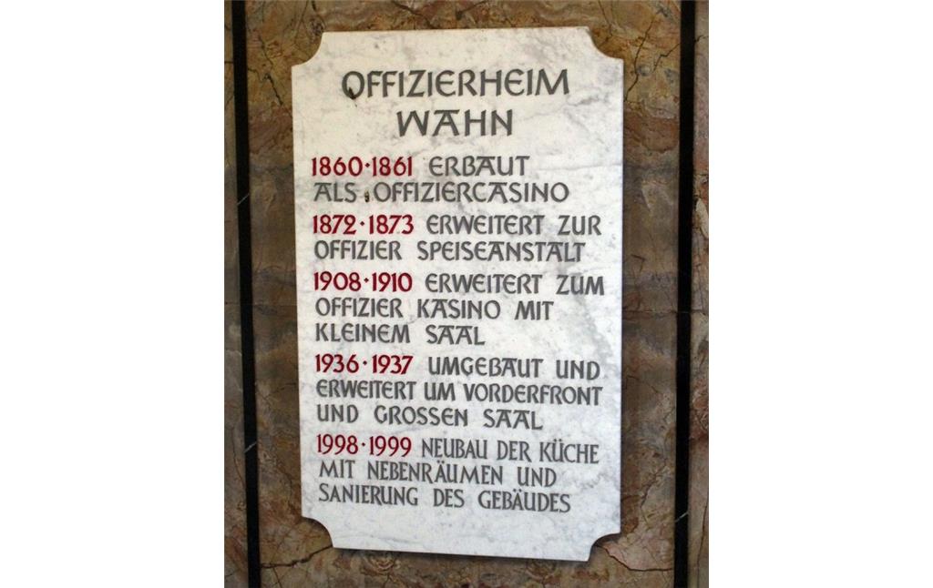 Informationtafel am Offizierheim des Schießplatzes Wahn, heutige Straße Am Casino in der Luftwaffenkaserne Wahn in Köln-Wahnheide (2019).