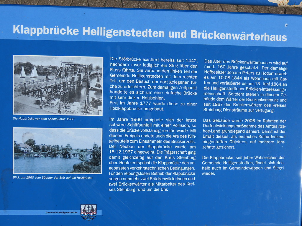 Informationstafel an der Klappbrücke Heiligenstedten (2018)