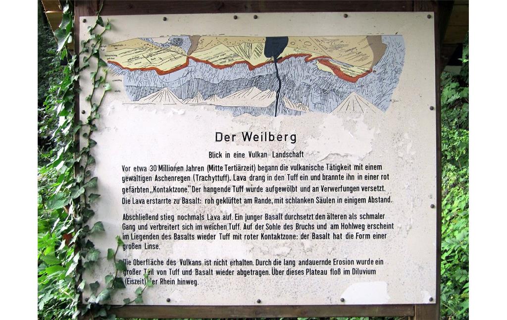 Informationstafel zum Vulkanismus am Weilberg und im Siebengebirge am Steinbruch Weilberg (2011)