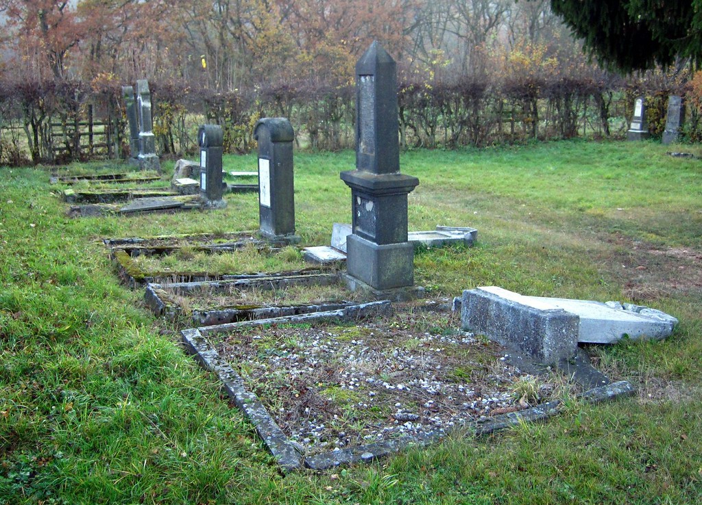 Umgestürzte Grabsteine auf dem Gräberfeld des jüdischen Friedhofs in Kaisersesch (November 2011).