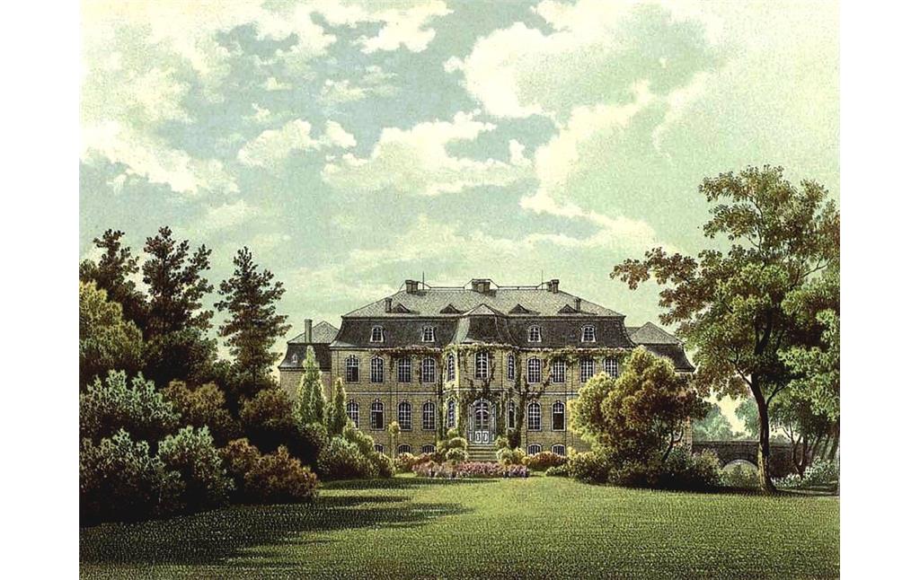 Lithografie des Schloss Wahn aus dem 19. Jahrhundert, Sammlung Alexander Duncker.