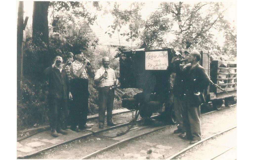 Die letzte Auffahrt der Bremsbahn zum Basaltsteinbruch in Dattenberg (31.8.1962).