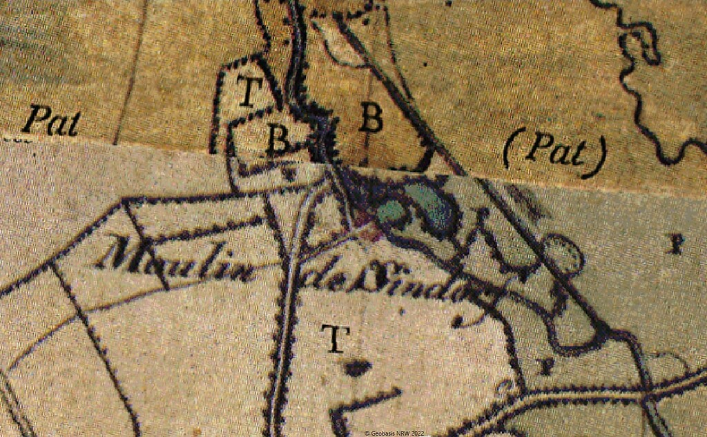 Die Sindorfer Mühle auf der Tranchot-Karte, Blatt 80 von 1807