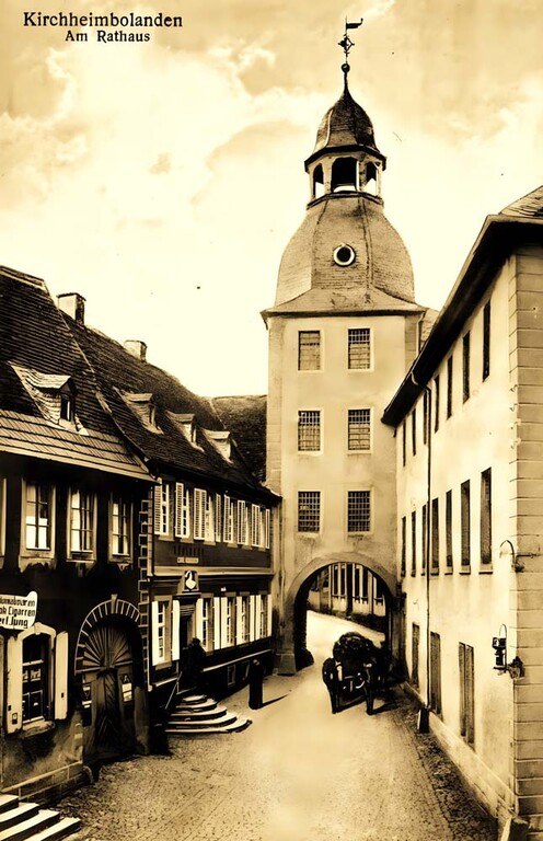 Historische Aufnahme des Torturms Oberes Stadttor in Kirchheimbolanden (1950er Jahre)
