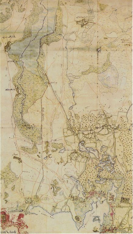 Historische Karte des Danewerks von 1761 von Neynaber und Hemsen