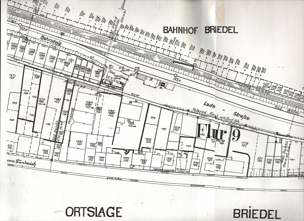 Gleisplan des ehemaligen Bahnhofs in Briedel