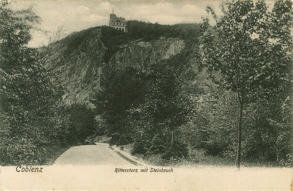 Steinbruch unter dem Aussichtspunkt und Berghotel Rittersturz (1930er Jahre)