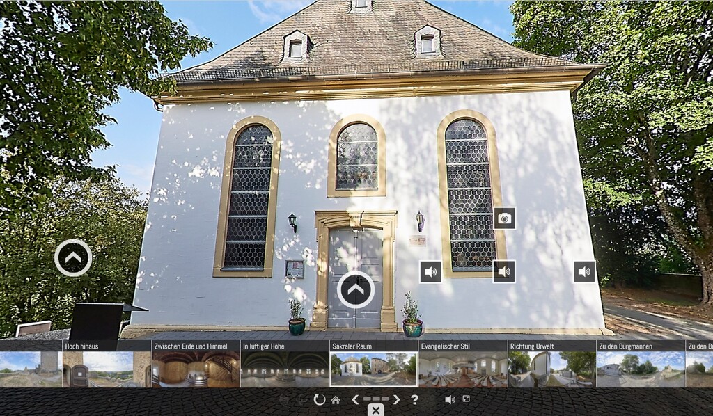 Virtuelle 360-Grad-Ansicht der Burgkirche der Burg Lichtenberg bei Kusel (2023)