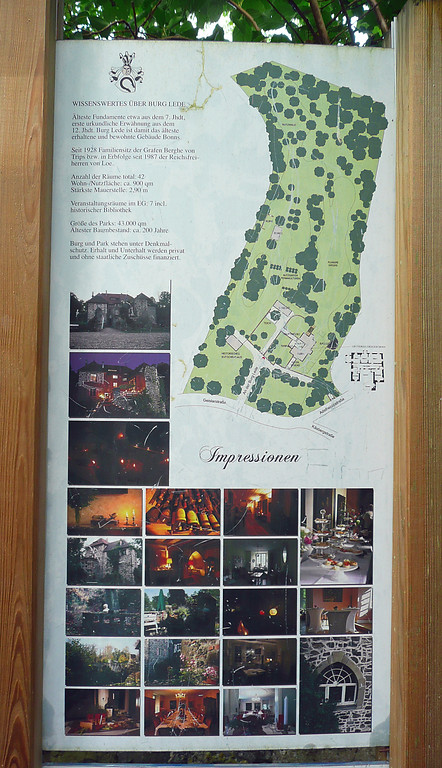 Eine Informationstafel zur Burg Lede in Vilich (2014)
