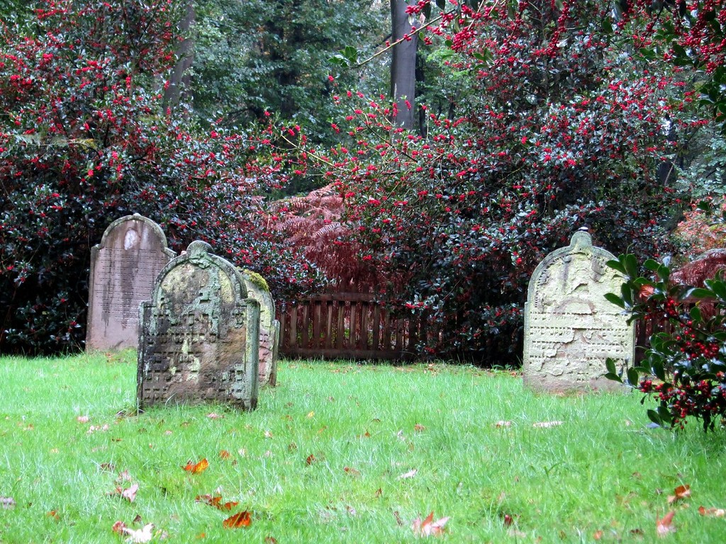 Eine Reihe von Grabmalen auf dem Gräberfeld des alten jüdischen Friedhofs Kettwig am Blomericher Weg (2011).
