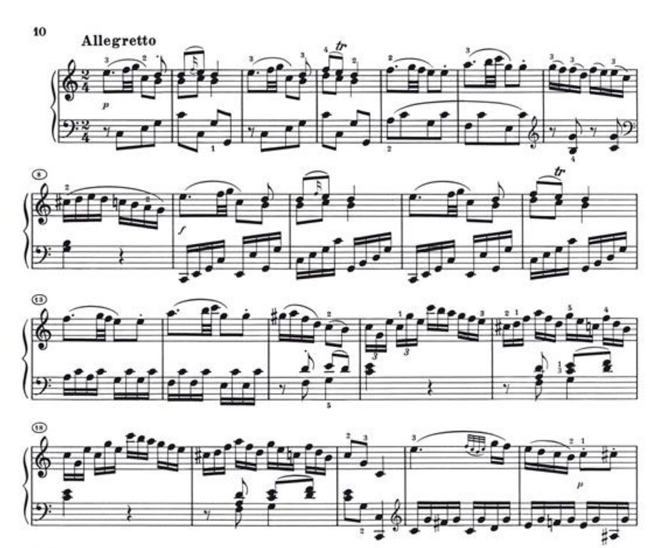 Auszug aus dem Bretzenheimer Rondo von Wolfgang Amadeus Mozart (komponiert 1777)