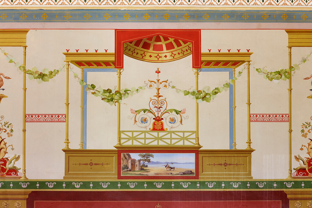 Wanddekoration im Speisesaal der Villa Ludwigshöhe