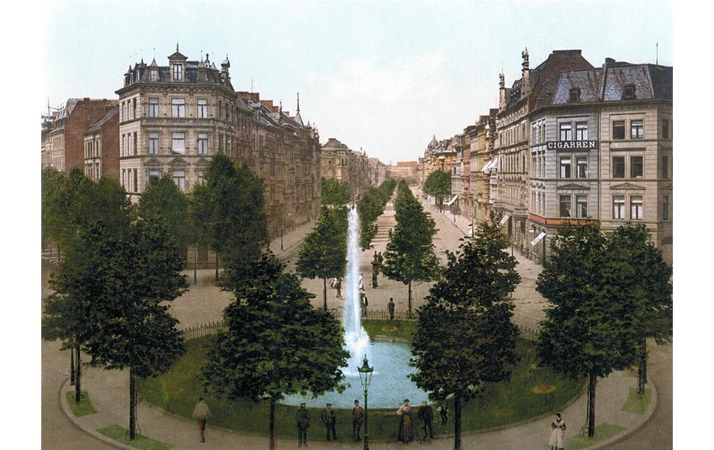 Historische Aufnahme (zwischen 1890 und 1905): Blick über den Kölner Barbarossaplatz und die Straße Hohenstaufenring.