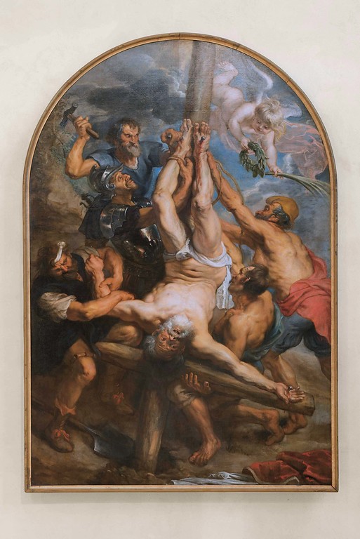 Das Altergemälde "Kreuzigung Petri" von Peter Paul Rubens (1638) in der Kölner Jesuitenkirche Sankt Peter in Altstadt-Süd