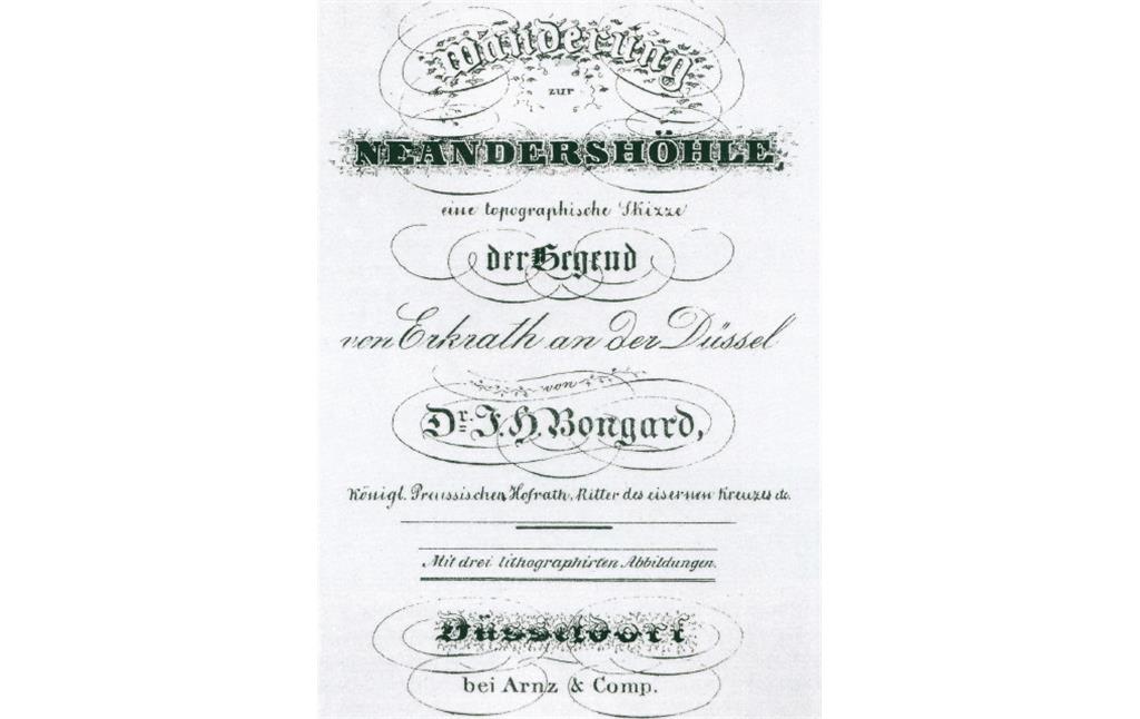 Titelblatt der ersten Auflage von "Wanderung zur Neanderhöhle" von Johann Heinrich Bongard aus dem Jahre 1835.