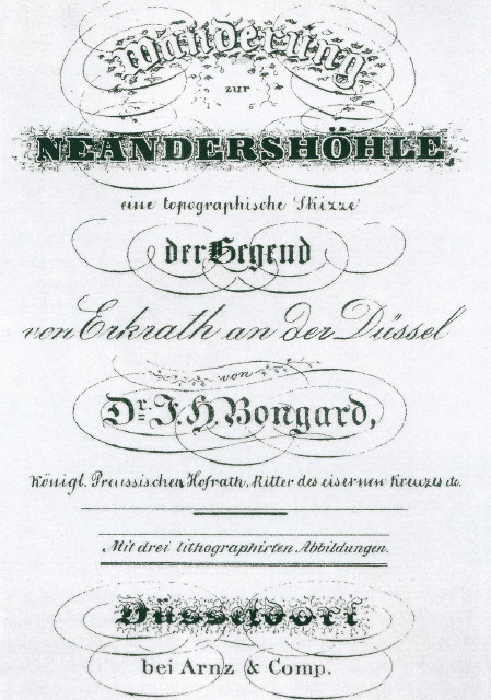 Titelblatt der ersten Auflage von "Wanderung zur Neanderhöhle" von Johann Heinrich Bongard aus dem Jahre 1835.